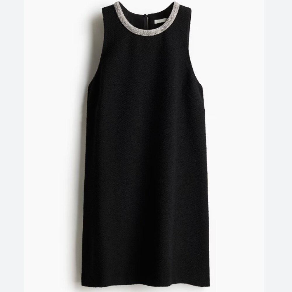 NWT H&M EDITION Rhinestone Trimmed Dress - Black / S